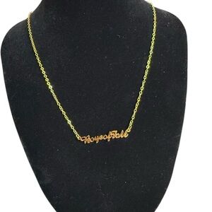 Plunder Gold Script “Boys of Fall” Necklace